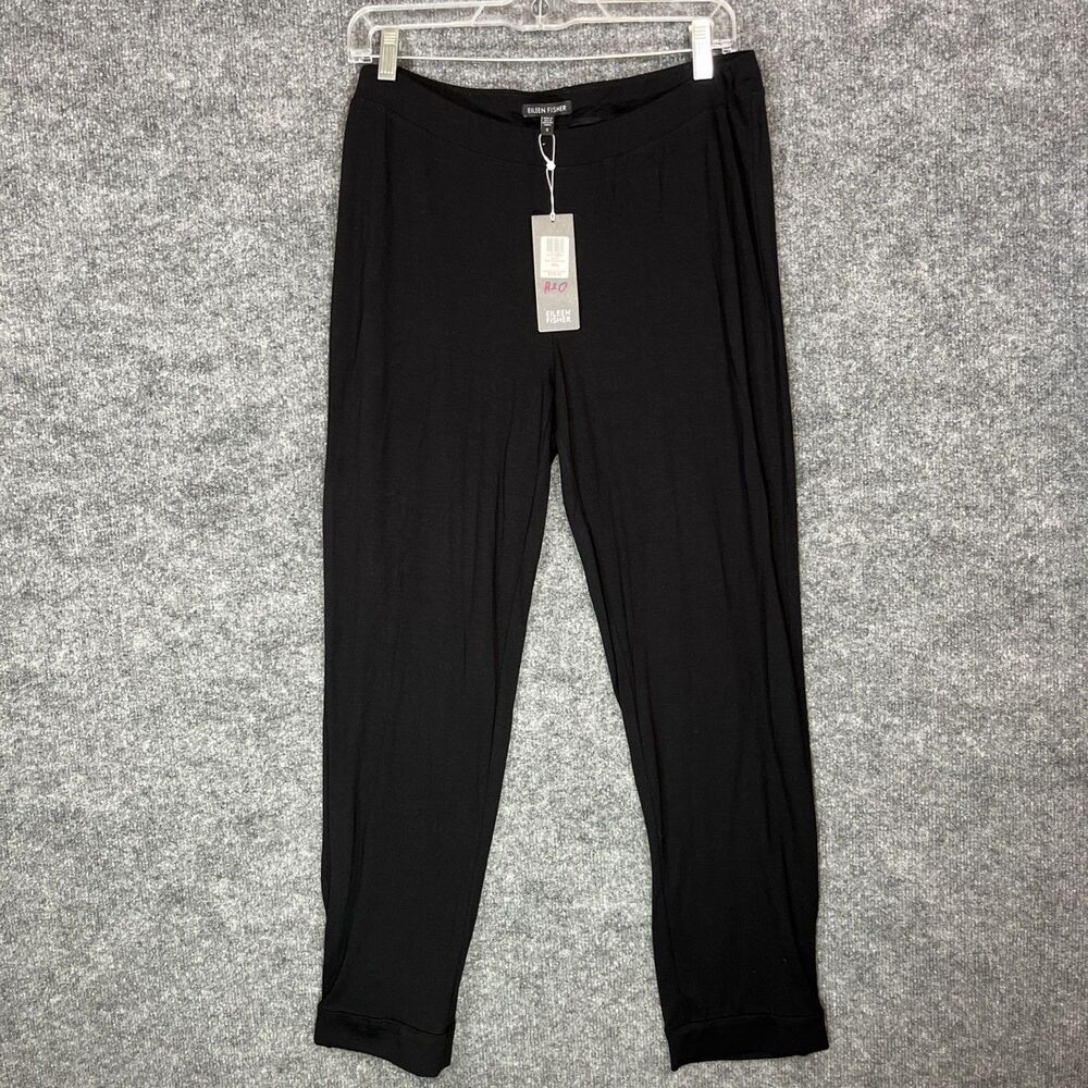 Eileen Fisher Slim Ankle Pants Womens S Black Pull On Stretch NWT